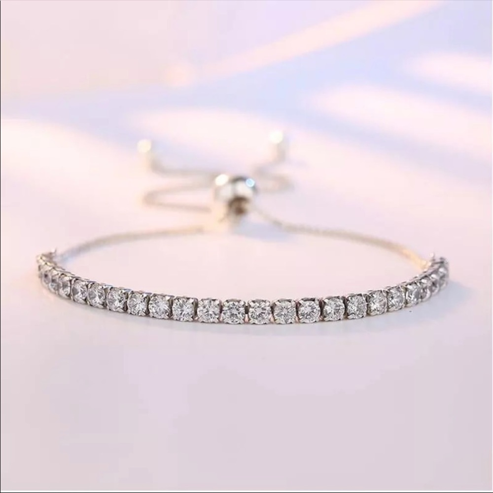 🌟 Silver 925 CZ Diamond Tennis Bracelet - Picture 1 of 7
